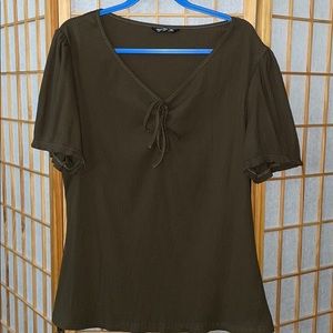 SHEIN Curve Cuff Ribbed Knit Top Blouse
